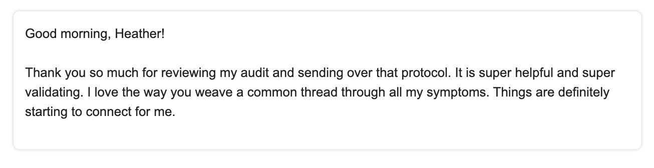 Testimonials from our gut Health Audit clients│gutTogether Program